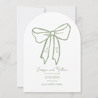 Arch Bow Sage Green Enregistrer la date Invitation