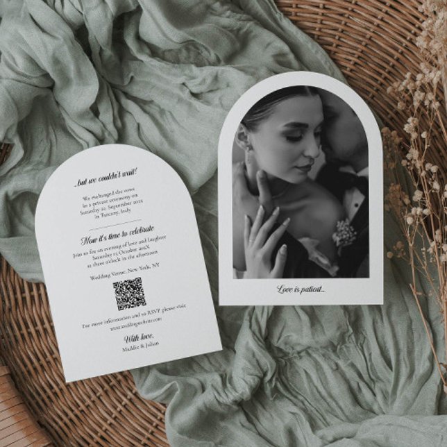 Arch Elopement Faire-part avec photo et code QR (Créateur téléchargé)