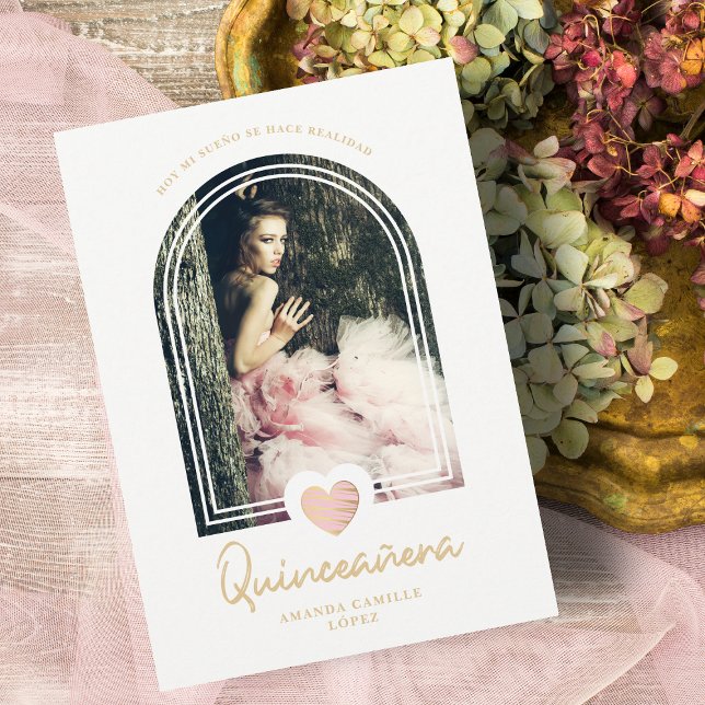 Arch Espagnol Moderne Rose Coeur Photo Quinceañera (Créateur téléchargé)