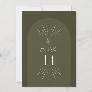 Arch Line Art Green Mariage Numéro de table