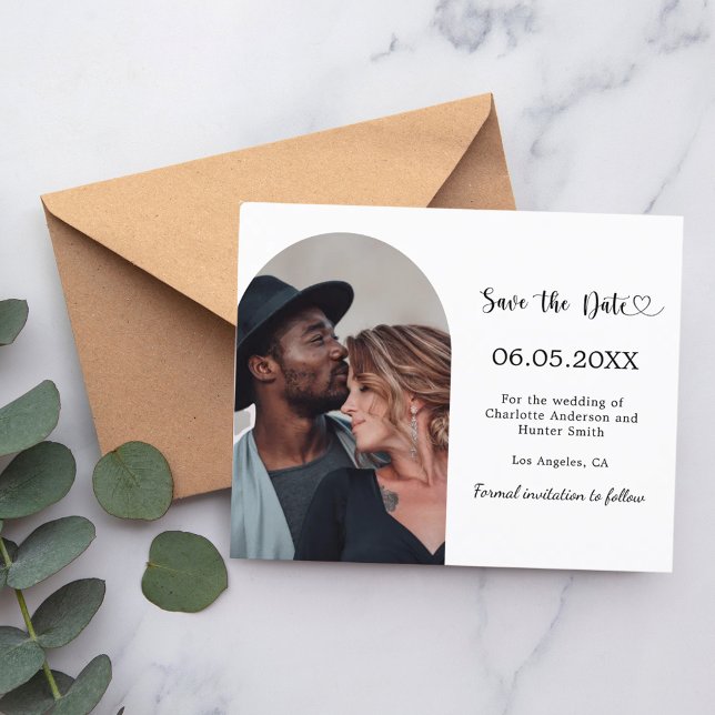 Arch photo modern wedding Save the Date card (Créateur téléchargé)