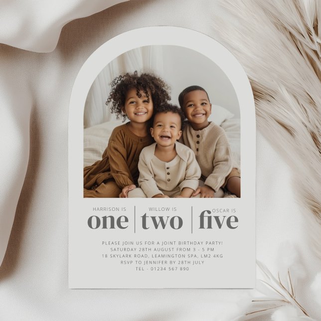 ArcH Photo Triple Joint Anniversaire Invitation (Créateur téléchargé)