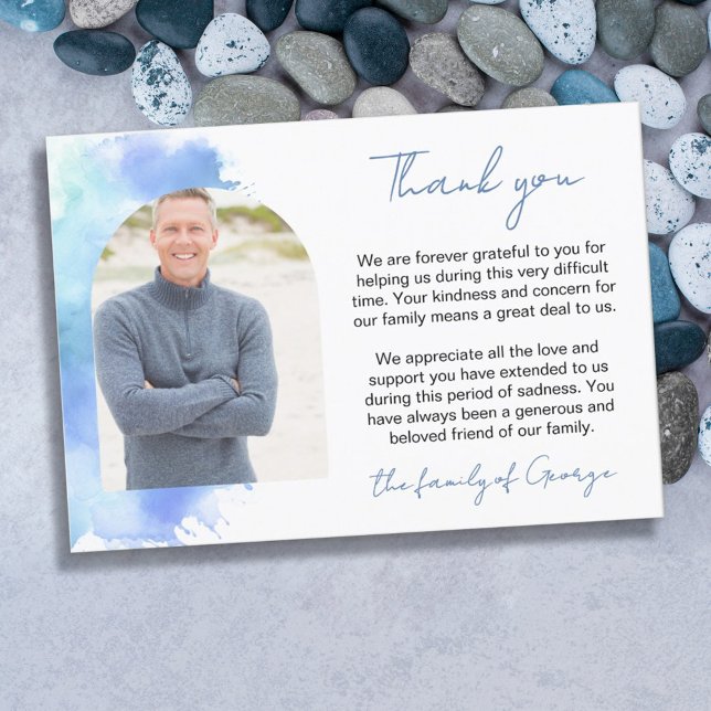 Arche d'aquarelle bleu Merci de la photo (Créateur téléchargé)