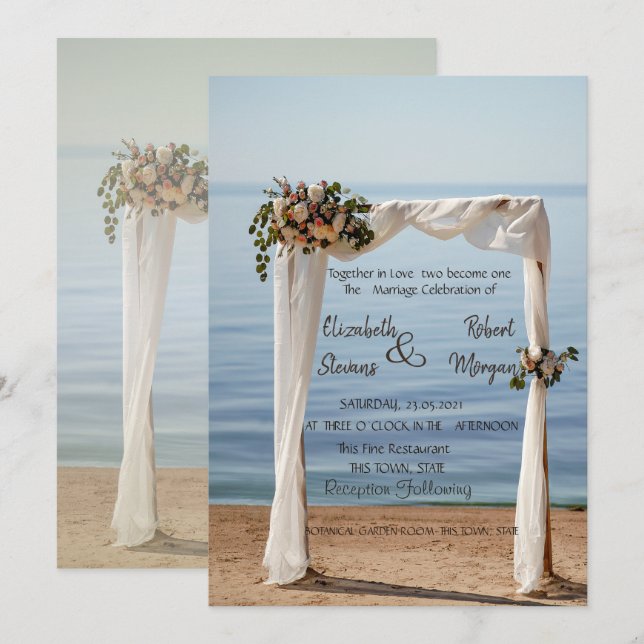 Arche de Mariage de Plage Fleurie  Invitation de M (Devant / Derrière)