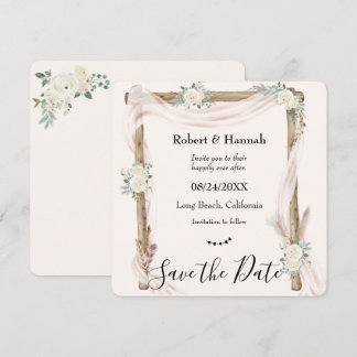 Arche de mariage florale crème bohème carte "Save 