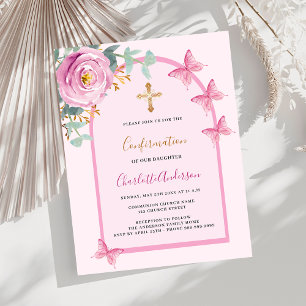 Arche de papillons rose Confirmation d'invitation