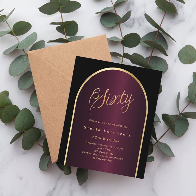 Arche d'or bordeaux noir 60e anniversaire invitati (Créateur téléchargé)