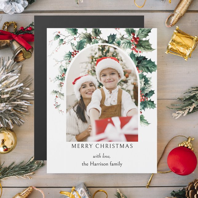 Arche photo de Noël moderne avec Holly (Créateur téléchargé)