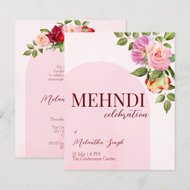 Arche rose avec invitation budget rose (Devant / Derrière)