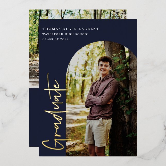 Arche scénarisée Photo Graduation Foil Invitation (Recto/Verso)