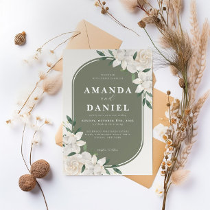 Arche verte d'olive Faire-part de mariage floral b