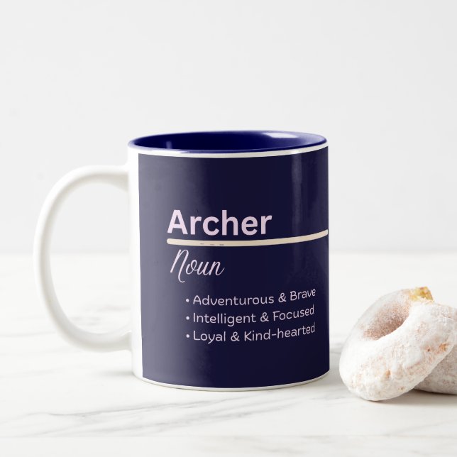 Archer Boy Personalized Name Definition Mug (Avec donut)