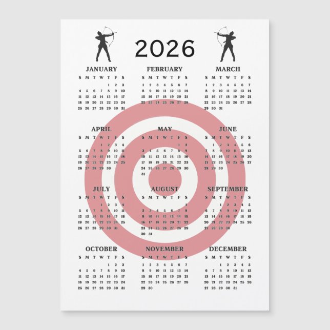 Archery Design 2026 Calendar Magnetic Card (Devant)