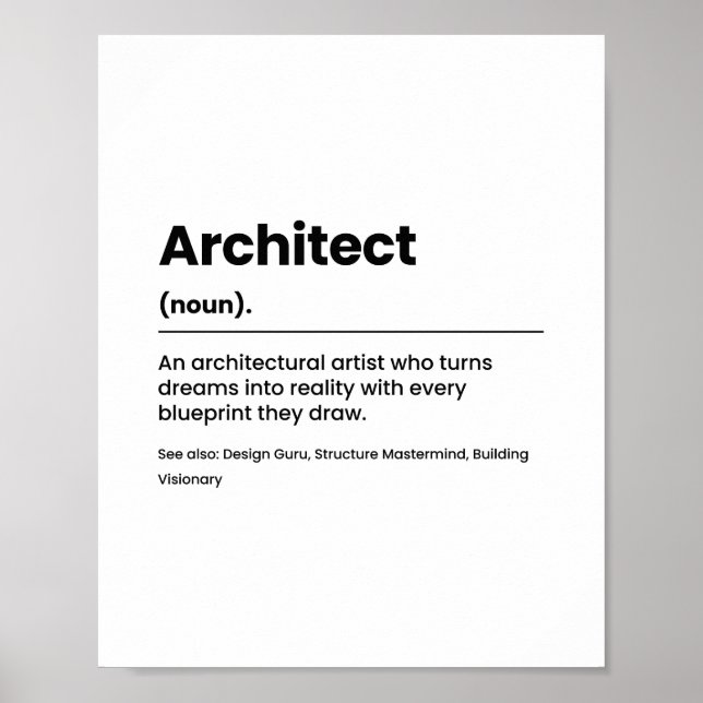 Architect job Definition Poster (Devant)