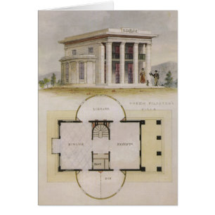 Architecture vintage, plan d'étage et villa grecqu