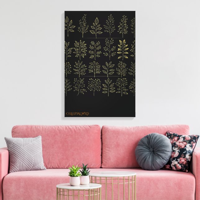 Archive botanique dorée sur toile de qualité muséa (Insitu(Salon))