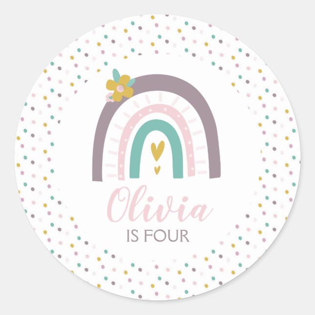 Arcs en ciel et fleurs autocollants de fête d'anni (Devant)