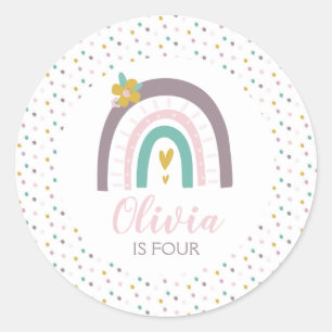 Arcs en ciel et fleurs autocollants de fête d'anni