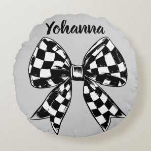 Arcs gris Halloween Coquette Coussin rond