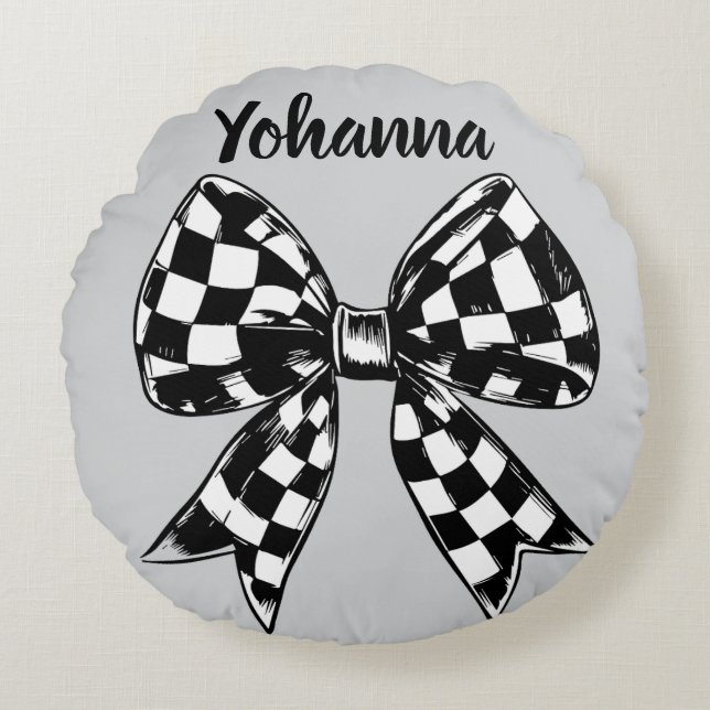 Arcs gris Halloween Coquette Coussin rond (Devant)