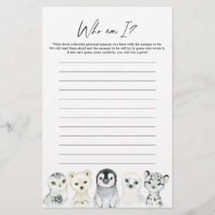 Arctic Animaux Baby shower Qui Suis-Je Jeu