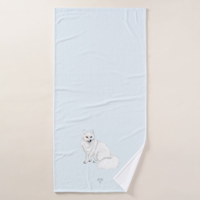 Arctic Fox Art on Icy Blue Background 3pc Bath Set (Serviette de bain)