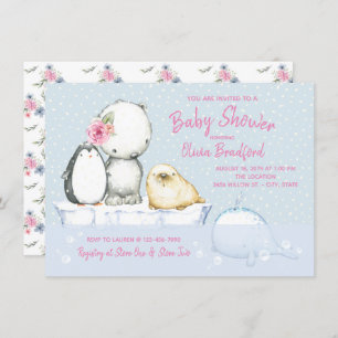 Arctic Friends Winter Baby Shower Invitations