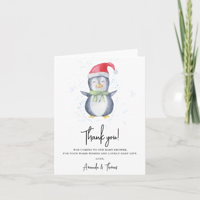 Arctique mignon Pingouin merci baby shower  (Devant)