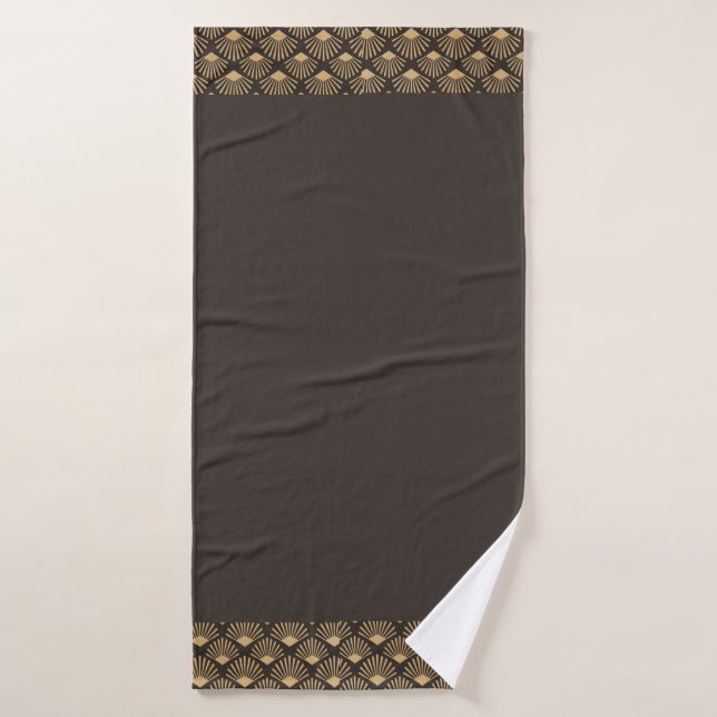 Ardoise foncée Gris Art Déco Motif Arêtes Gatsby (Serviette de bain)
