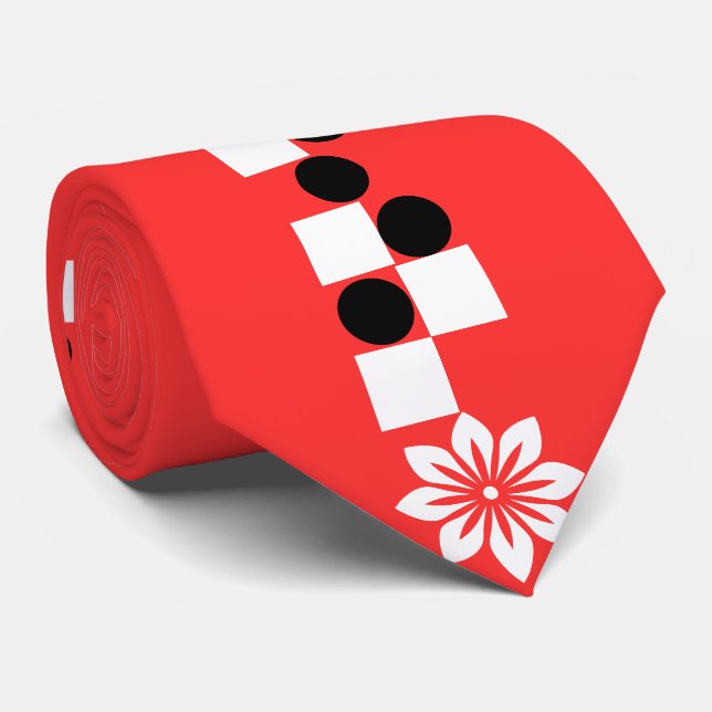 Arête graphique moderne : Cravate de soie en fleur (Roulé)