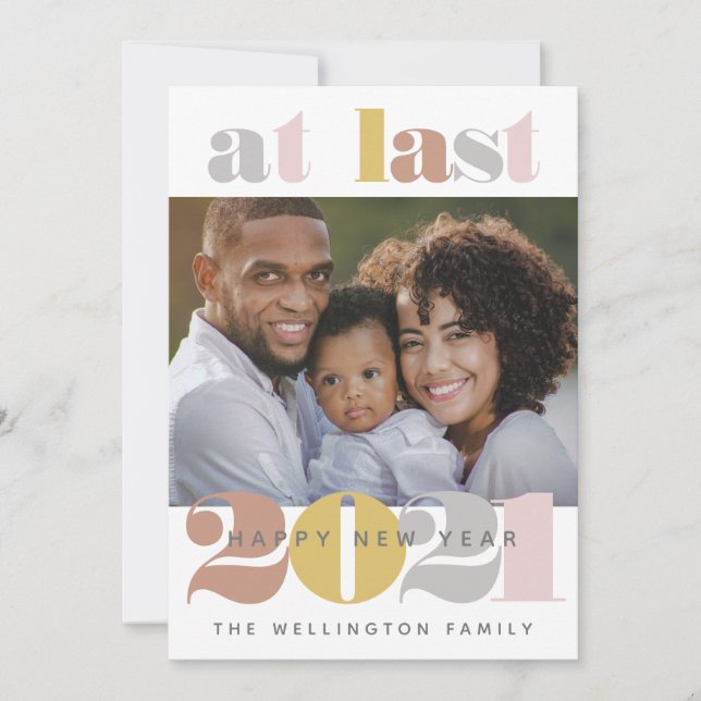 Argent À Dernier 2021 Carte de vacances photo Nouv (Devant)