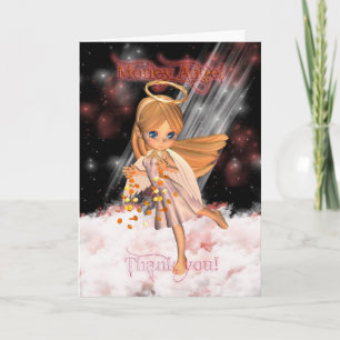 Argent Angel Carte de remerciements avec mignon An
