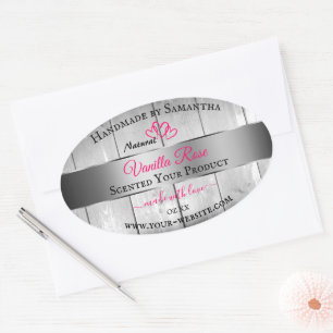 Argent Blanc Grain produit Étiquettes Coeurs roses