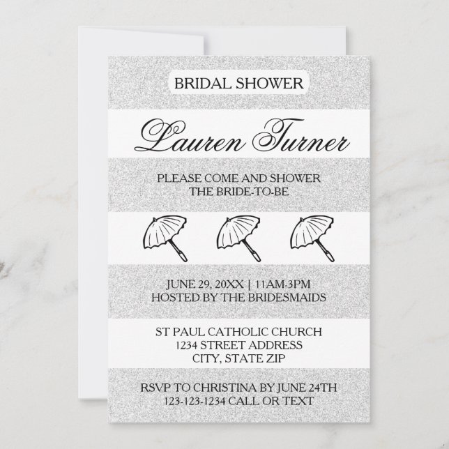 Argent&Blanc - Invitation de douche nuptiale (Devant)