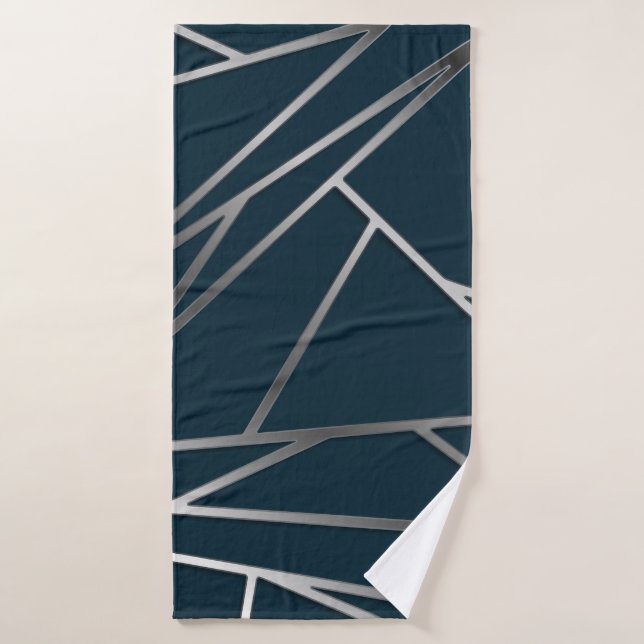 Argent bleu moderne géométrique (Serviette de bain)