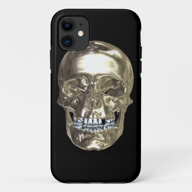 Argent Chrome Skull iPhone 5G Coque (Dos)