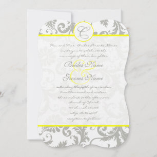 Argent Cloud gris Damask Jaune Faire-part de maria