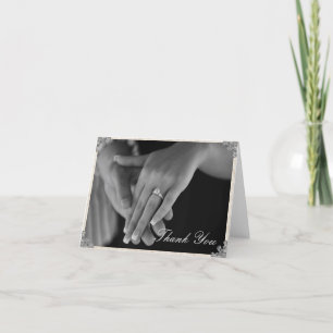 Argent Corner Carte de remerciements fleurie