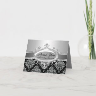 Argent Damask 25ème Mariage Anniversaire Merci