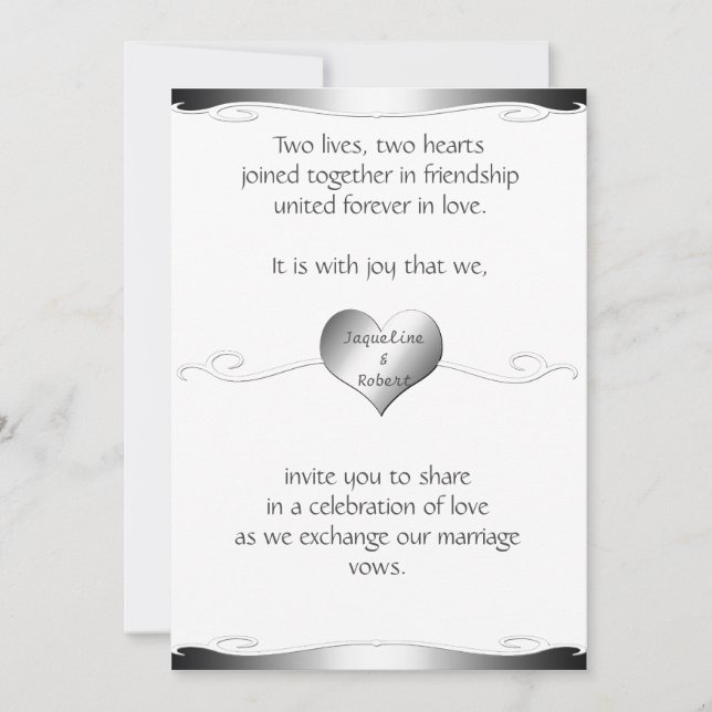 Argent de faire-part de mariage-coeur et de rotati (Devant)