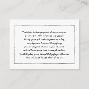 Argent Display carte d'insertion de douche nuptial