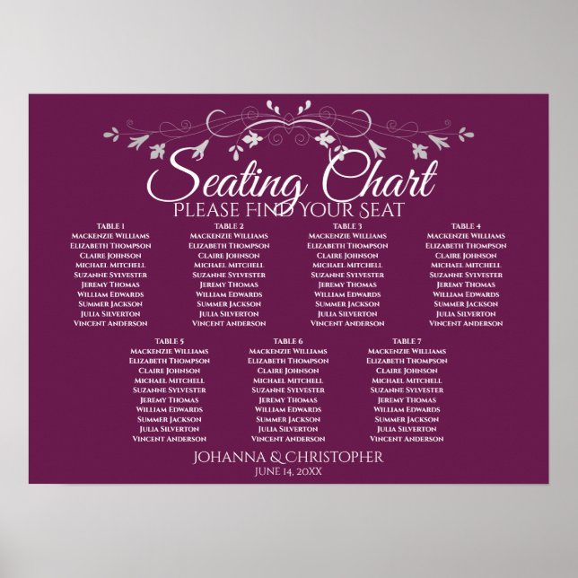 Argent et châssis Chic 7 Table Mariage Tableau de  (Devant)