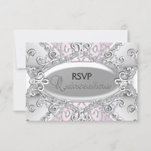 Argent et diamant rose Damas Quinceanera RSVP