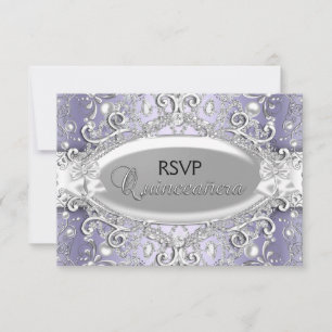 Argent et pourpre Damask Pearl Quinceanera RSVP