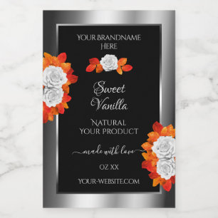 Argent et produits noirs Étiquettes Roses blanches