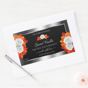 Argent et produits noirs Étiquettes Roses blanches