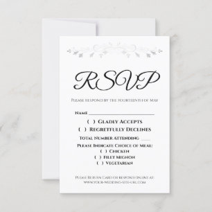 Argent Filigree Bordure élégant mariage RSVP