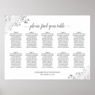 Argent Frills 10 Tableau Mariage Plat blanc