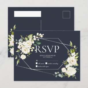 Argent Géométrique Bleu Blanc Floral Pas de menu R