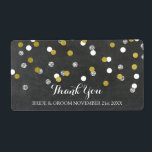 Argent Gold Chalkboard Confetti Mariage Étiquettes<br><div class="desc">Mariage merci étiquettes en motif de tableau rustique avec effet parties scintillant or et argent confetti motif, l'ajout parfait à votre mariage, disponible dans de nombreux produits mariages correspondants. Parfait pour les faveurs de mariage ou en tant que étiquettes de bouteille de vin mariage. (veuillez noter que l'effet parties scintillant...</div>